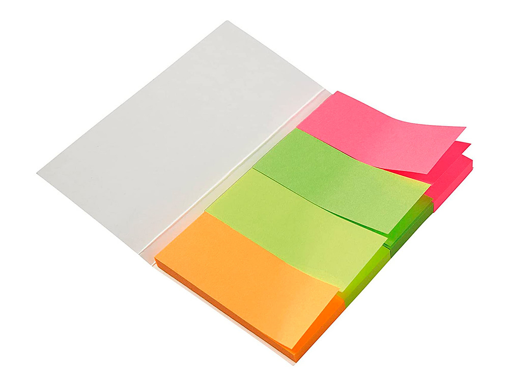 BANDAS SEPARADORAS INDEX 20X50 MM FLUORESCENTE PACK DE 4 COM 20 FOLHAS