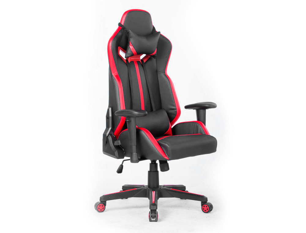 CADEIRA Q-CONNECT GAMING CHAIR GIRATORIA IMITACAO DE PELE REGULAVEL EM ALTURA COR PRETA VERMELHA 1260+950X570X670 MM