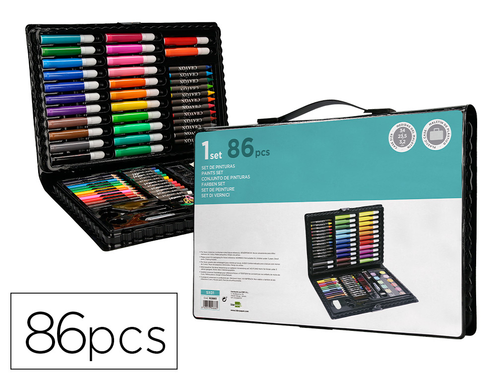 SET DE PINTURA LIDERPAPEL PLASTICO 86 PECAS 34X23X3,2 CM