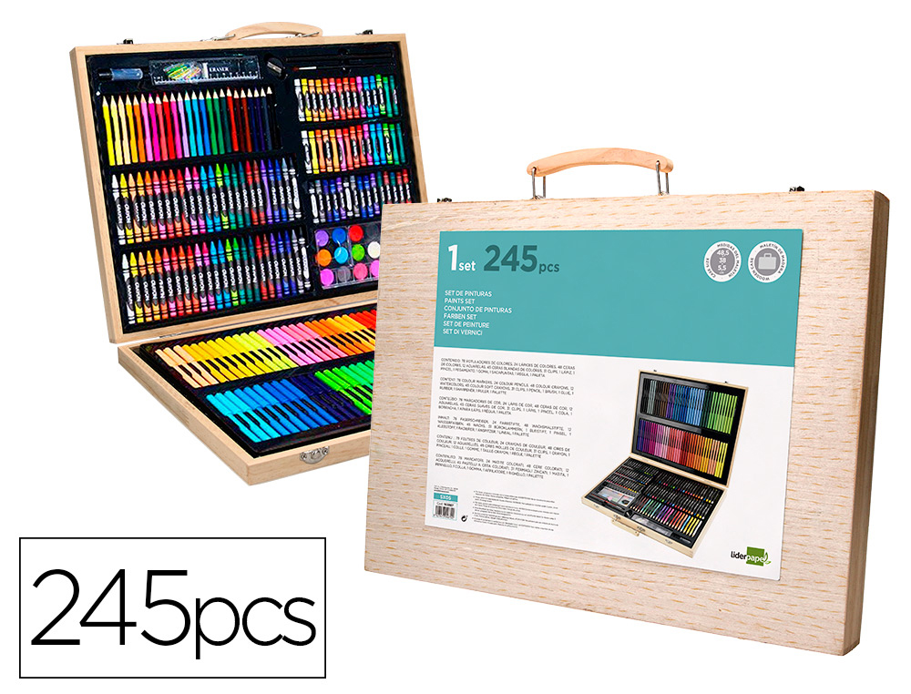 SET DE PINTURA LIDERPAPEL MADEIRA 245 PECAS MALA 49X36,6X4,5 CM