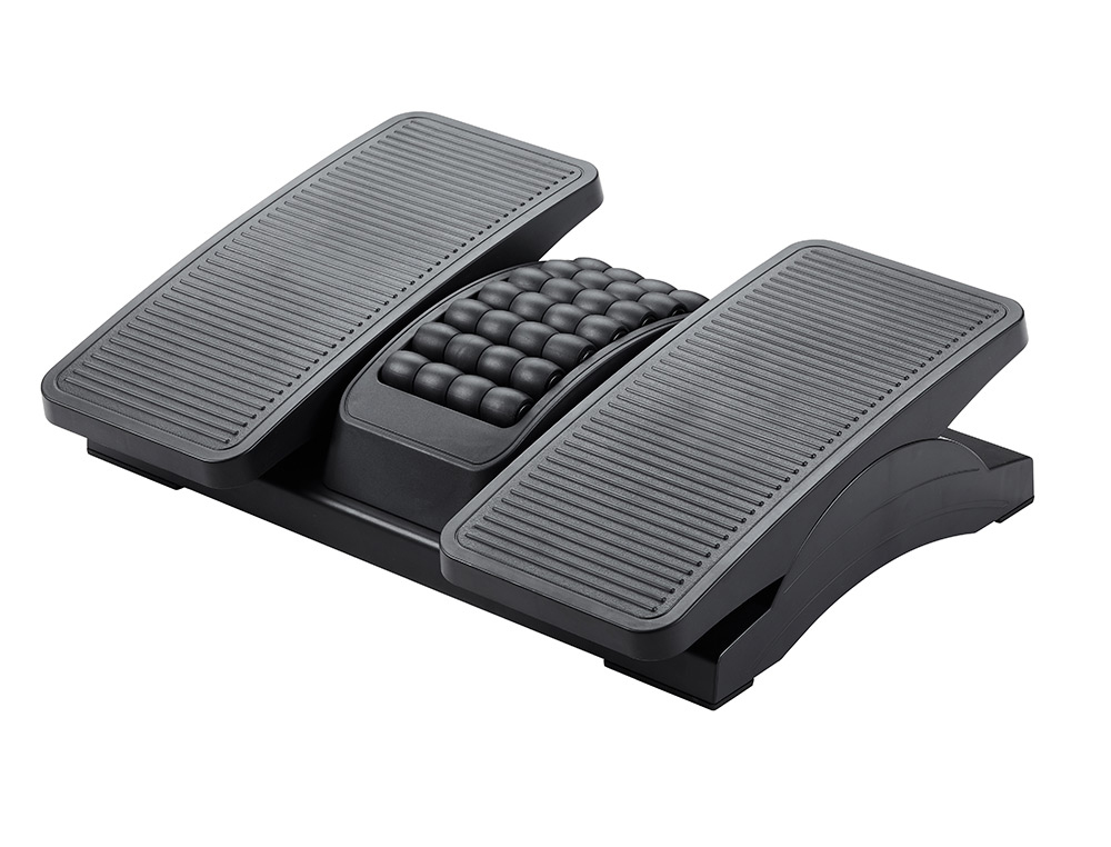 APOIO DE PES PLASTICO Q-CONNECT AJUSTAVEL DIREITA ESQUERDA 2 ALTURAS EFEITO MASSAGEM 430X320X110 MM
