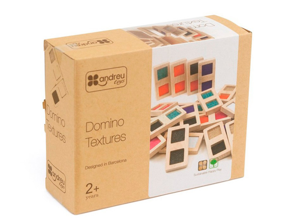 JOGO DIDATICO ANDREUTOYS DOMINO SENSORIAL TEXTURAS MADEIRA 28 PECAS