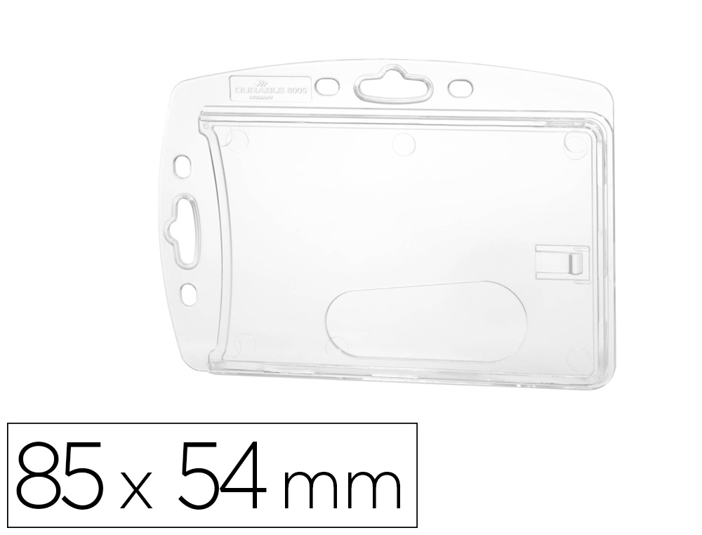 IDENTIFICADOR DURABLE RIGIDO CON PINZA 1 TARJETA IDENTIFICACION/PASE SEGURIDAD COLOR TRANSPARENTE 85X54 MM