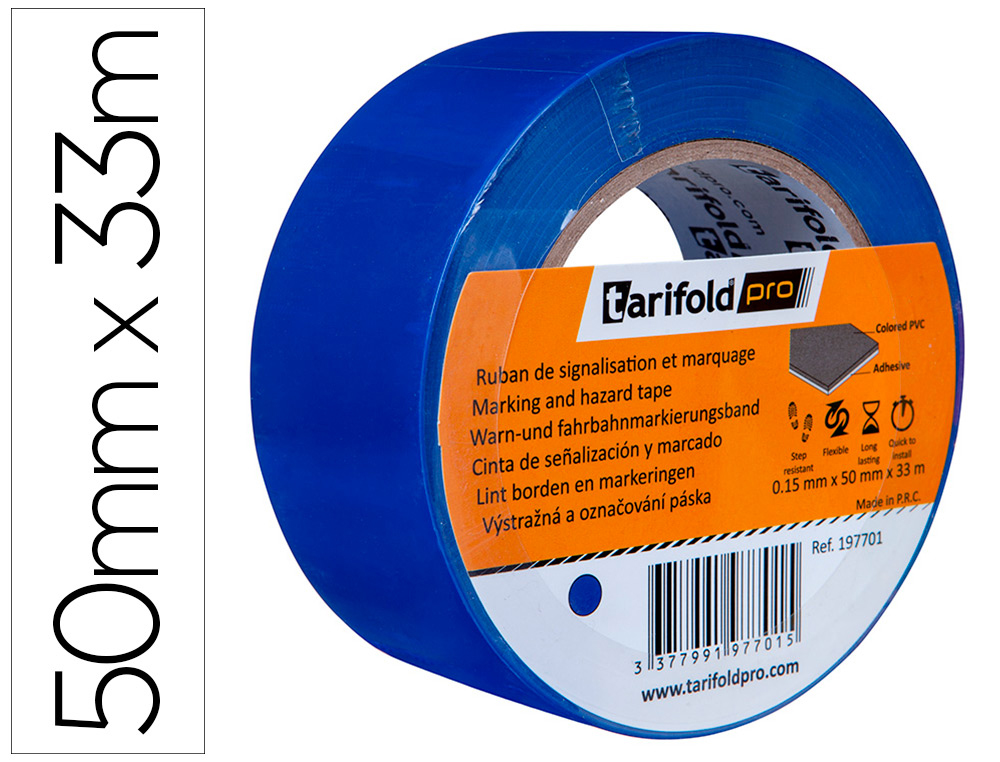 FITA ADESIVA TARIFOLD PARA MARCACAO E SINALIZACAO DE CHAO 33 MT X 50 MM COR AZUL