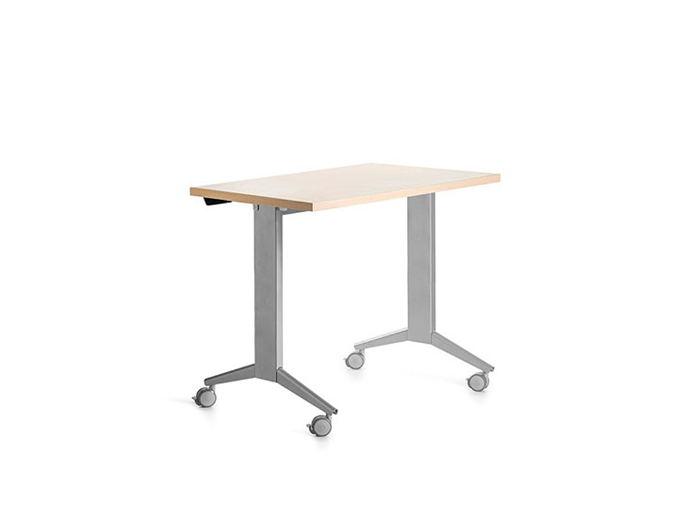 MESA DE ESCRITORIO ROCADA 120X60CM COM TABULEIRO REBATIVEL 90 ACABAMENTO FD01 ALUMINIO/FAIA