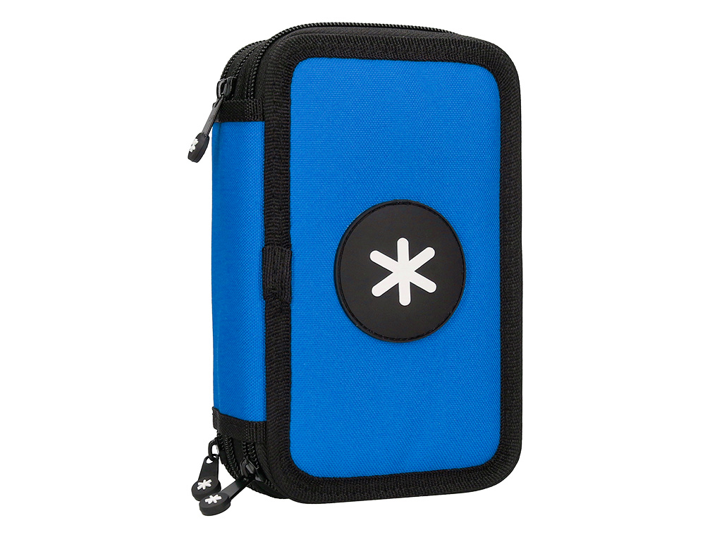 ESTOJO ESCOLAR ANTARTIK TRIPLO COR AZUL 36 PECAS 200X125X65 MM