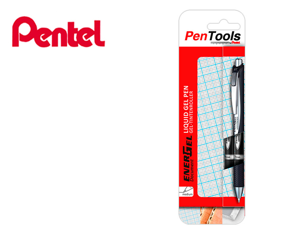 BLISTER ROLLER PENTEL PENTOOLS ENERGEL BLP77 TINTA PERMANENTE PONTA 0,7 MM INCLUIDA COM 2 UNIDADES COR PRETO