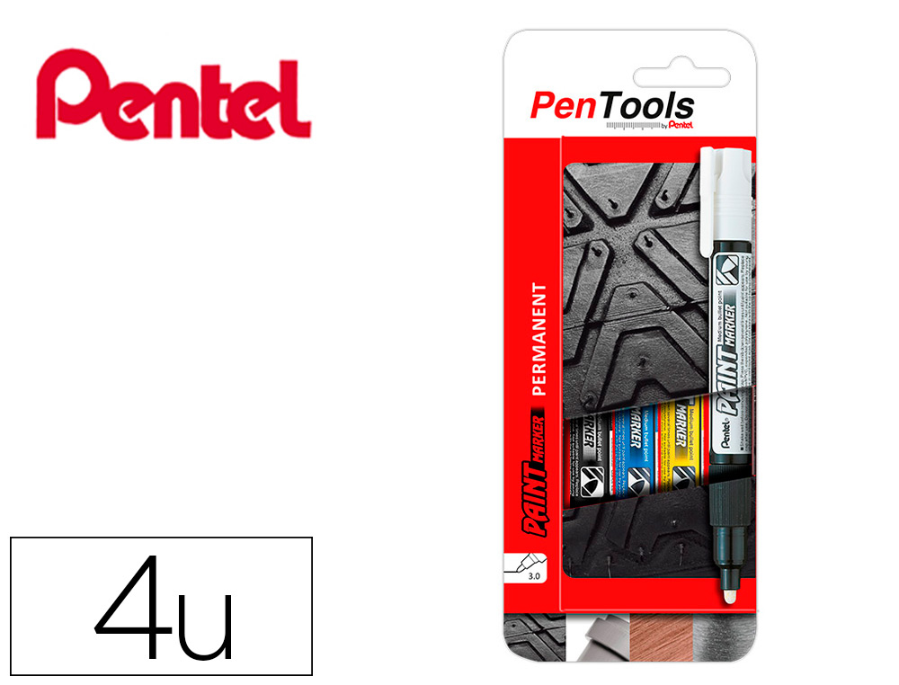 BLISTER MARCADOR PENTEL PENTOOLS MMP20 PONTA DE 3 MM REDONDA COM 4 UNIDADES EM CORES SORTIDAS