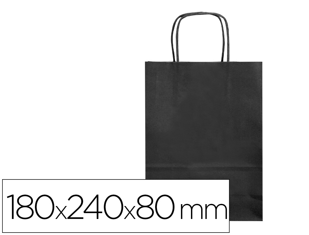 SACO DE PAPEL Q-CONNECT CELULOSE PRETO XS COM ASA TORCIDA 180X240X80 MM