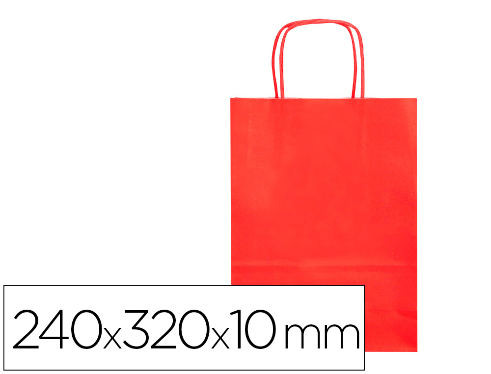 SACO DE PAPEL Q-CONNECT CELULOSE VERMELHO S COM ASA TORCIDA 240X320X10 MM