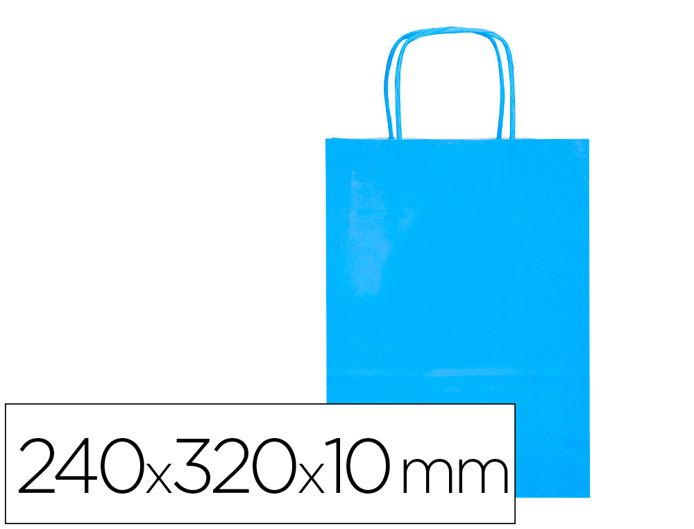 SACO DE PAPEL Q-CONNECT CELULOSE CELESTE S COM ASA TORCIDA 240X320X10 MM