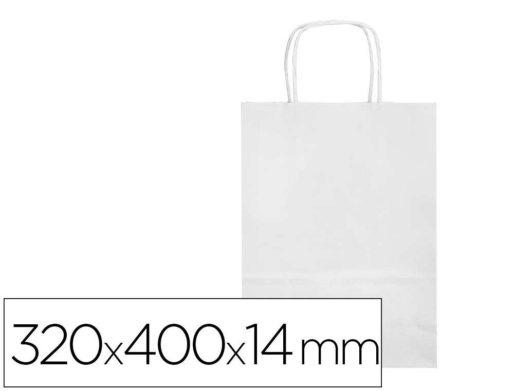 SACO DE PAPEL Q-CONNECT CELULOSE BRANCO L COM ASA TORCIDA 320X400X14 MM