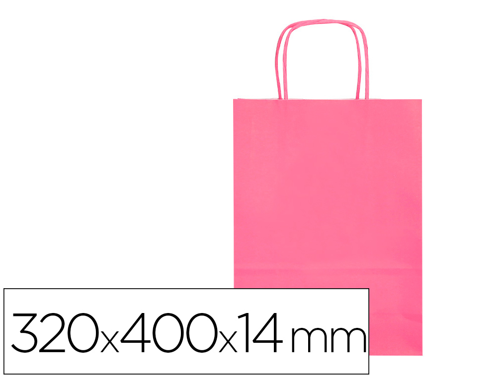 SACO DE PAPEL Q-CONNECT CELULOSE ROSA L COM ASA TORCIDA 320X400X14 MM