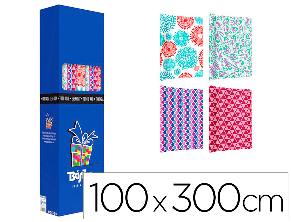 PAPEL FANTASIA BASIKA TODO ANO ROLO LARGURA 1 M COMPRIMENTO 3 M MODELOS SORTIDOS GRAMAGEM 50 GR