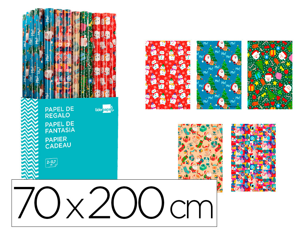 PAPEL FANTASIA LIDERPAPEL NATAL ROLO DE 70 X 200 CM SORTIDO B