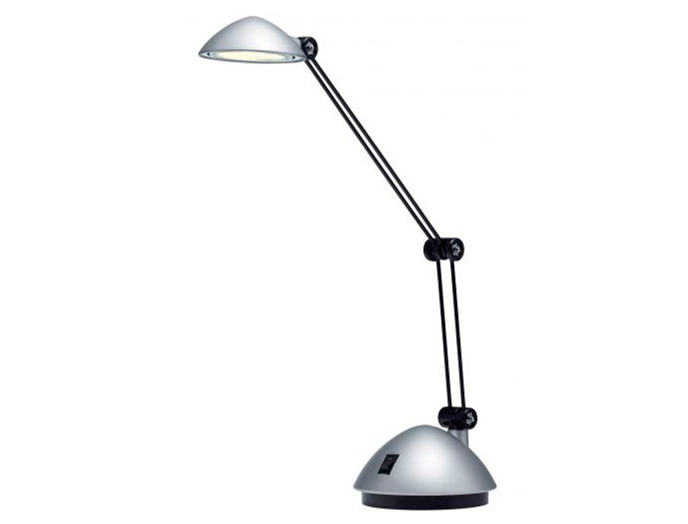 CANDEEIRO DE ESCRITORIO ARCHIVO 2000 COM BRACO DUPLO ARTICULADO REGULAVEL EM ALTURA LED 3W COR PRATA METALIZADA