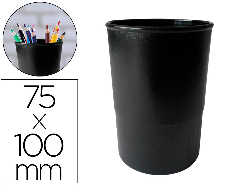 PORTA LAPIS LIDERPAPEL ECOUSE 100% PLASTICO RECICLADO DIAMETRO 75 MM COR PRETO