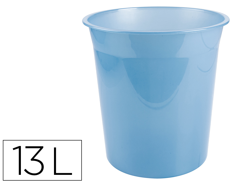 CESTO DE PAPEIS EM PLASTICO LIDERPAPEL ECOUSE 100% RECICLADO CELESTE TRANSLUCIDO 13 LITROS 275X285 MM