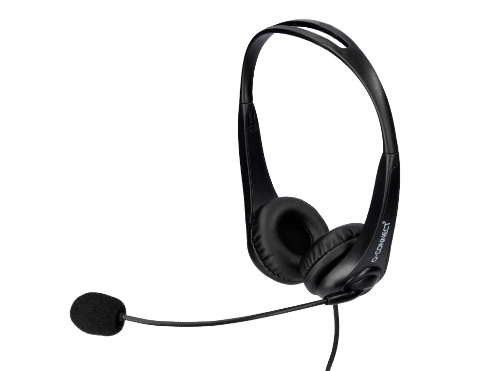 AURICULAR Q-CONNECT BIAURAL D IADEMA USB COM MICROFONE E CONTROLO DE VOLUME CONEXAO USB COR PRETO