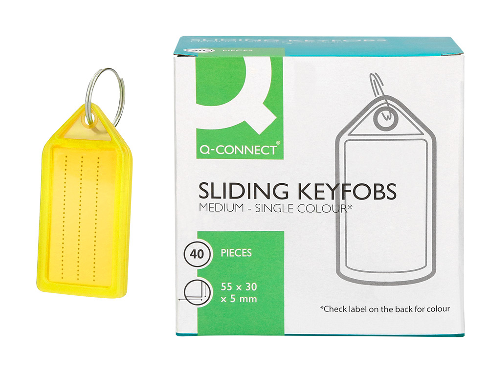 CHAVEIRO PORTA ETIQUETAS Q-CONNECT PREMIUM COR AMARELO CAIXA DE 40 UNIDADES