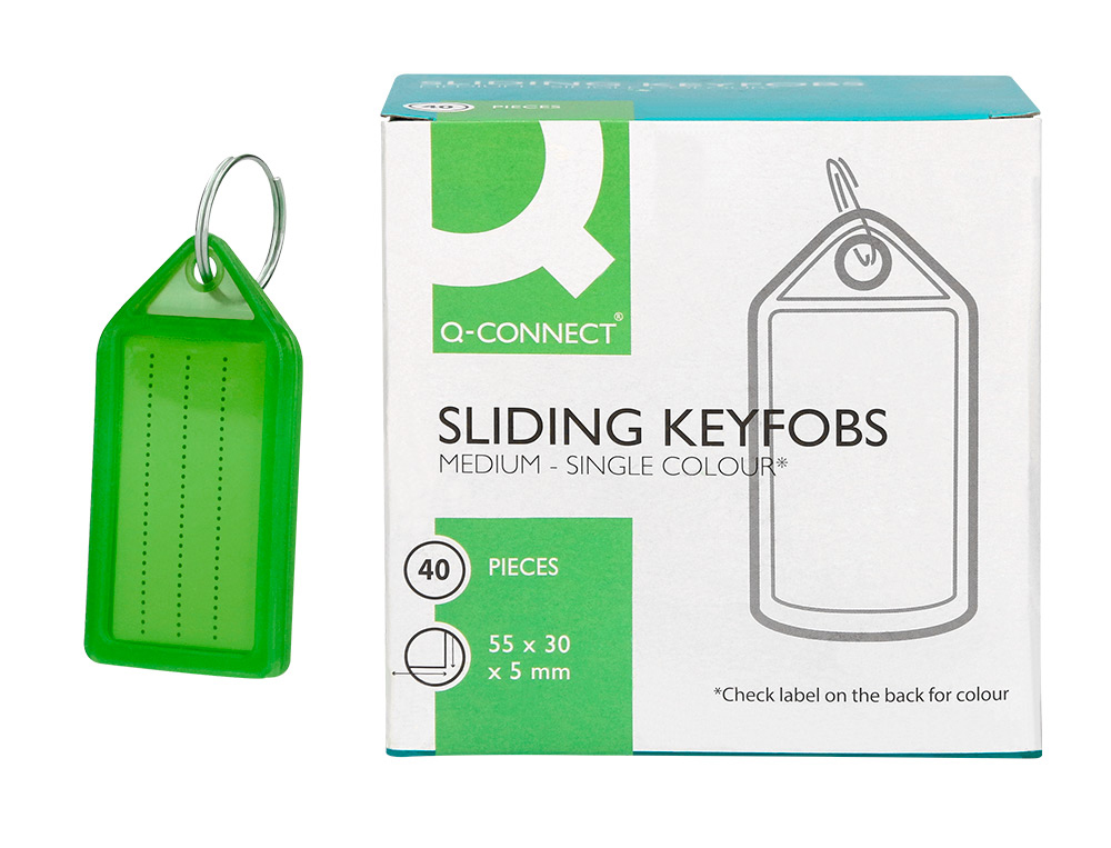 CHAVEIRO PORTA ETIQUETAS Q-CONNECT PREMIUM COR VERDE CAIXA DE 40 UNIDADES