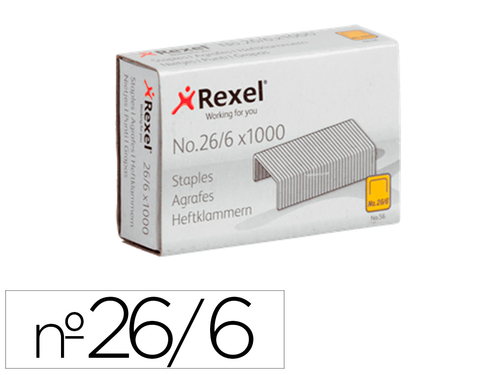 AGRAFES REXEL 26/6 MM GALVANIZADOS CAIXA DE 1000 UNIDADES