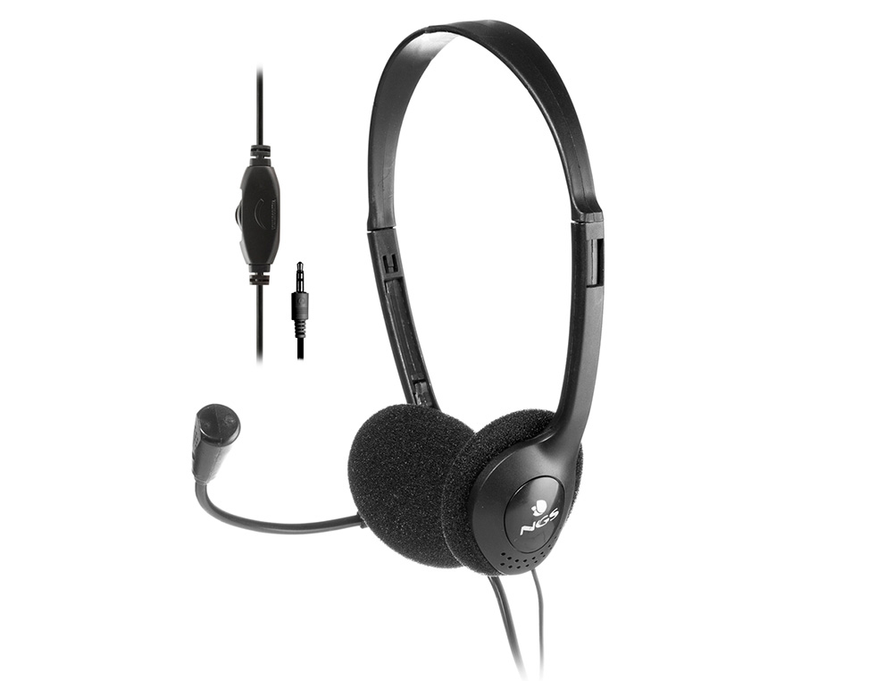 AURICULAR NGS MS 103 PRO MICROFONE E CONTROLO DE VOLUME DIADEMA AJUSTAVEL JACK 3,5 MM COMPRIMENTO DO CABO