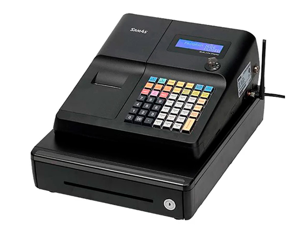 CAIXA REGISTADORA SAM4S ER-260EJ 15 DEPARTAMENTOS VISOR LCD GAVETA GRANDE COR PRETO 430X450X242 MM