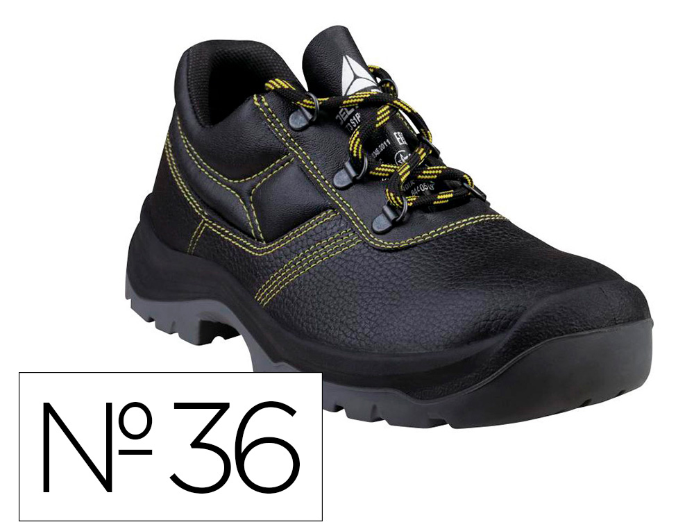SAPATOS DE SEGURANCA DELTAPLUS EM COURO PIGMENTADO SOLA PU BI DENSIDADE COR PRETO TAMANHO 36