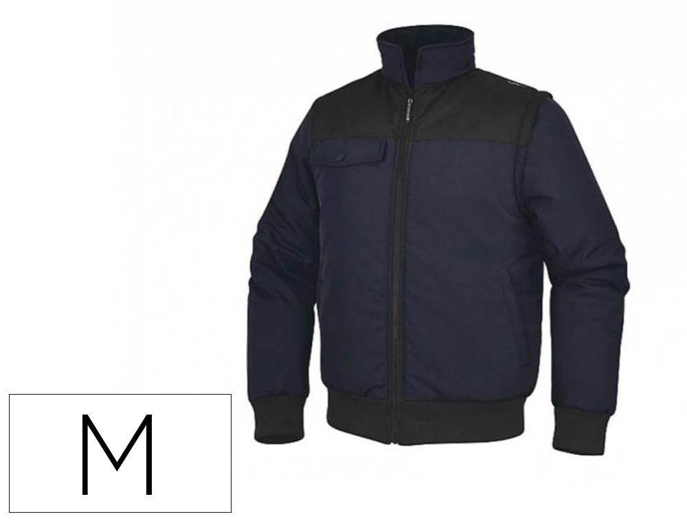 COLETE DELTAPLUS MULTIBOLSOS COM FECHO E MANGAS AMOVIVEIS 80% POLIESTER 20% ALGODAO TAMANHO M COR AZUL MARINHO/PRETO