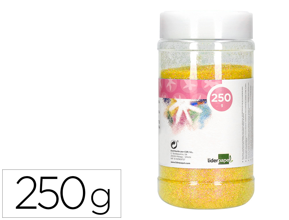 PURPURINA LIDERPAPEL FANTASIA COR AMARELO PASTEL METALIZADO FRASCO DE 250 GR