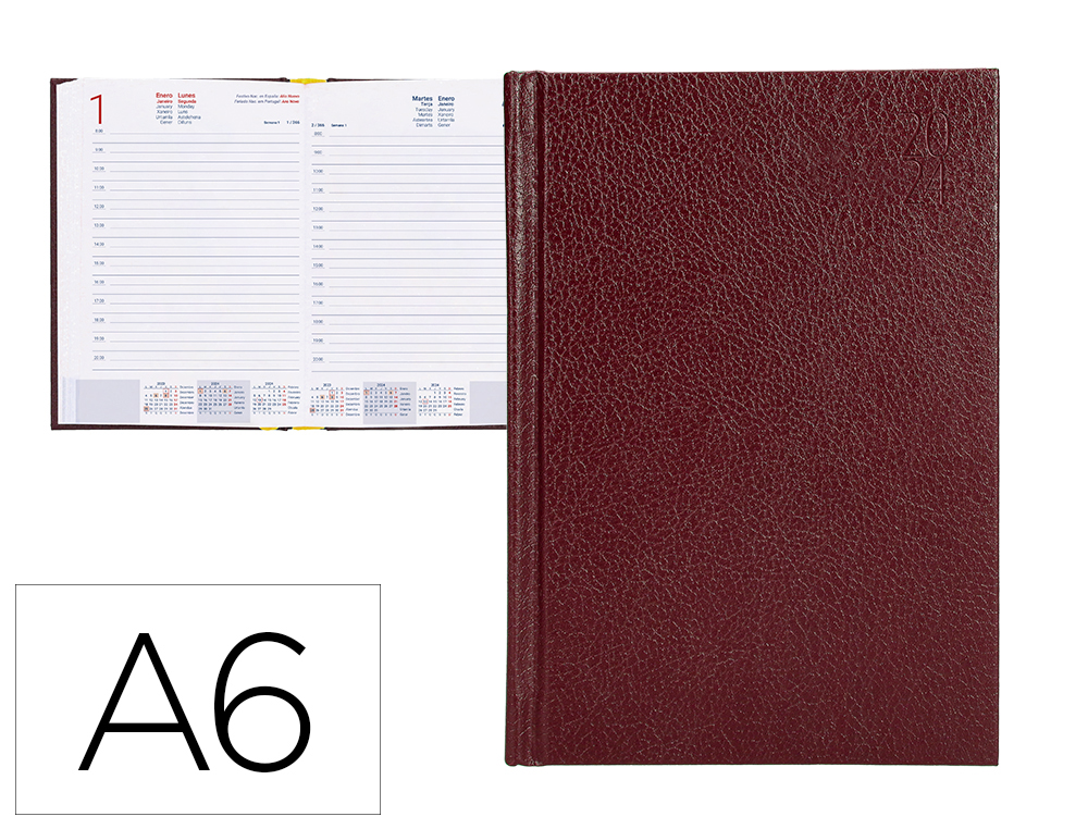 AGENDA ENCADERNADA LIDERPAPEL CORFU A6 2024 DIA PAGINA PAPEL 60 GR COR VERMELHO