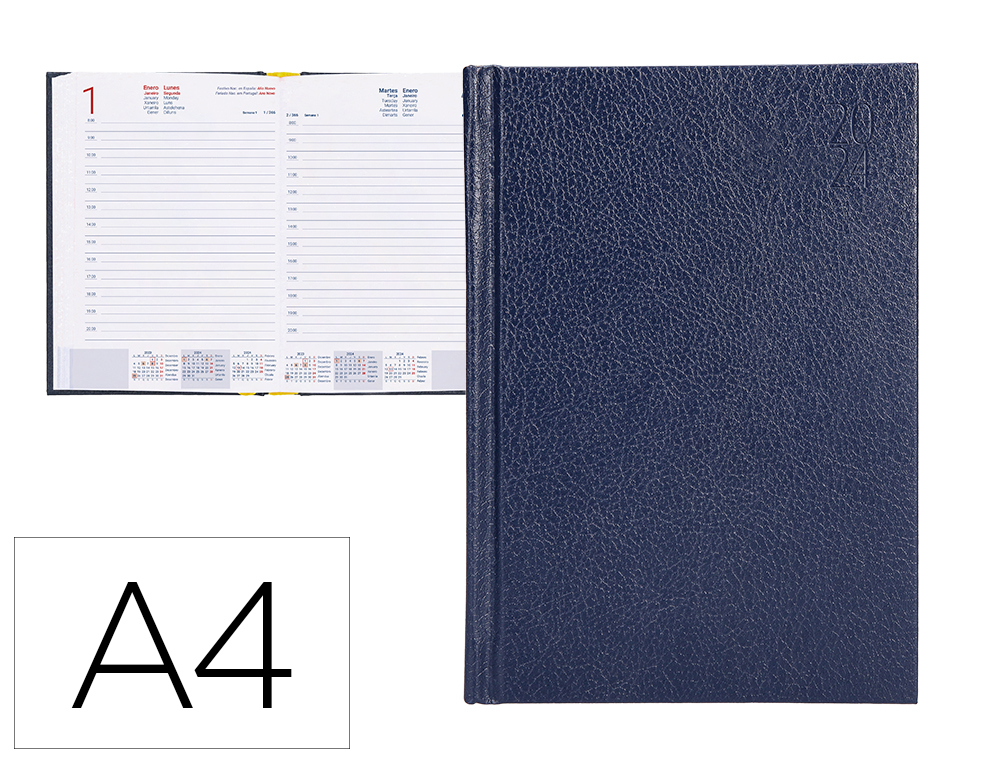 AGENDA ENCADERNADA LIDERPAPEL CORFU A4 2024 DIA PAGINA PAPEL 60 GR COR AZUL