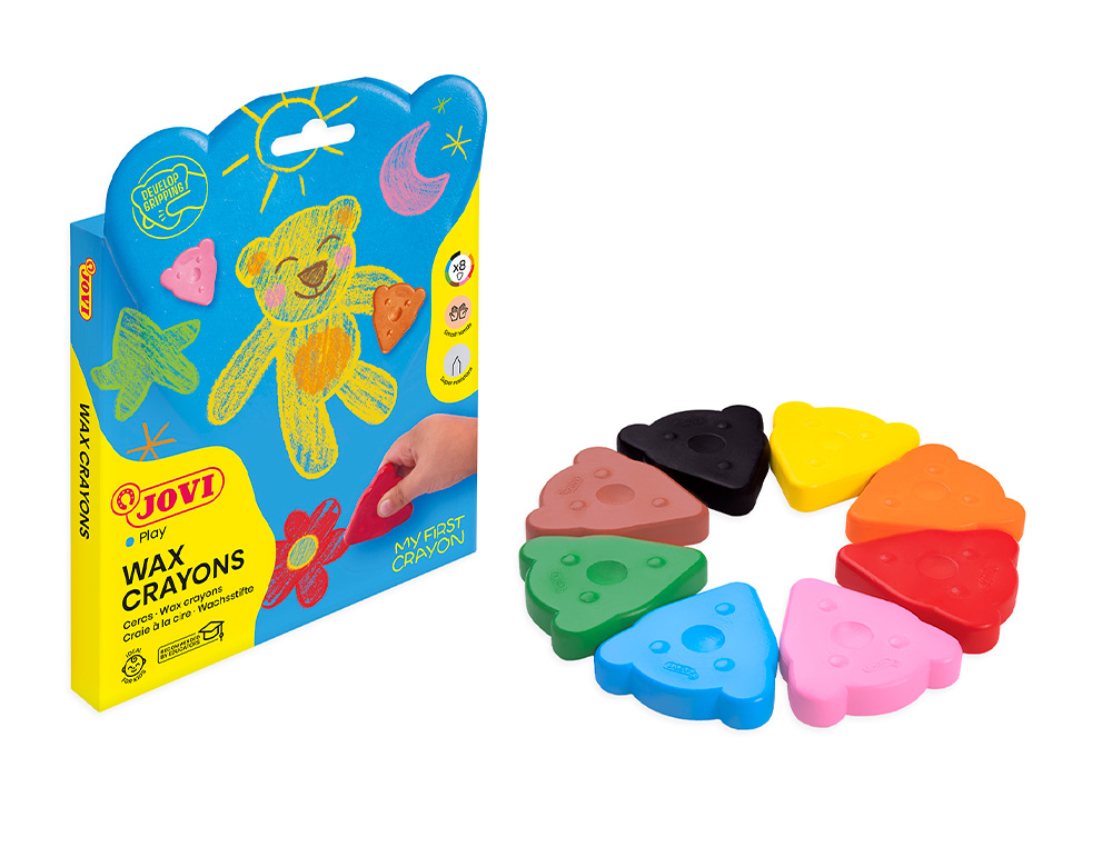 LAPIS DE CERA JOVI MY FIRST CRAYON FORMA DE URSO CAIXA DE 8 UNIDADES CORES SORTIDAS