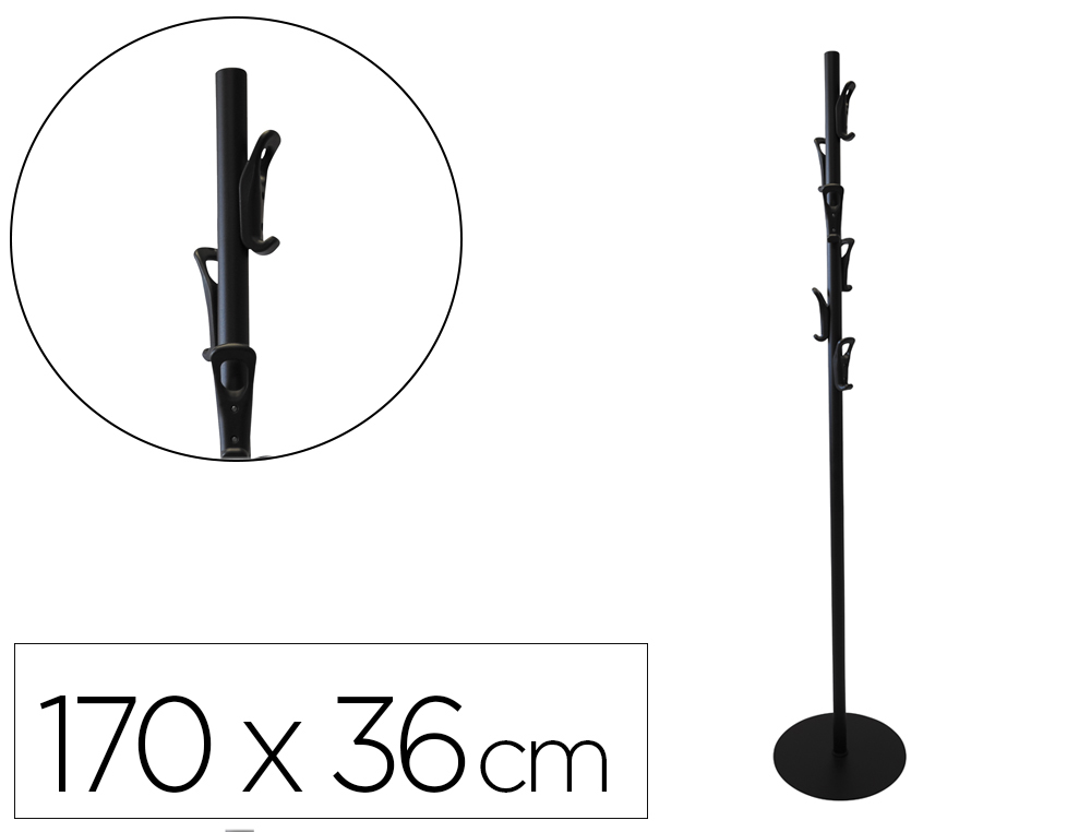 CABIDE COM PE SIE METALICO 6 SUPORTES ABS COR PRETO 1700X360 MM