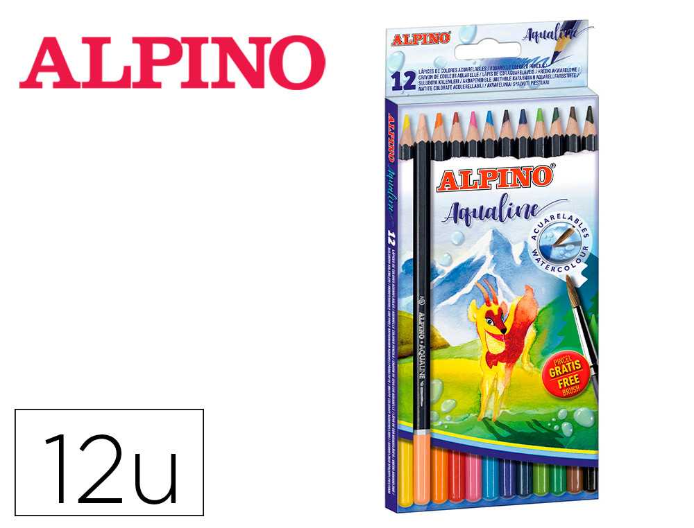 LAPIS DE COR ALPINO AGUARELAVEIS AQUALINE CAIXA DE 12 UNIDADES CORES SORTIDAS