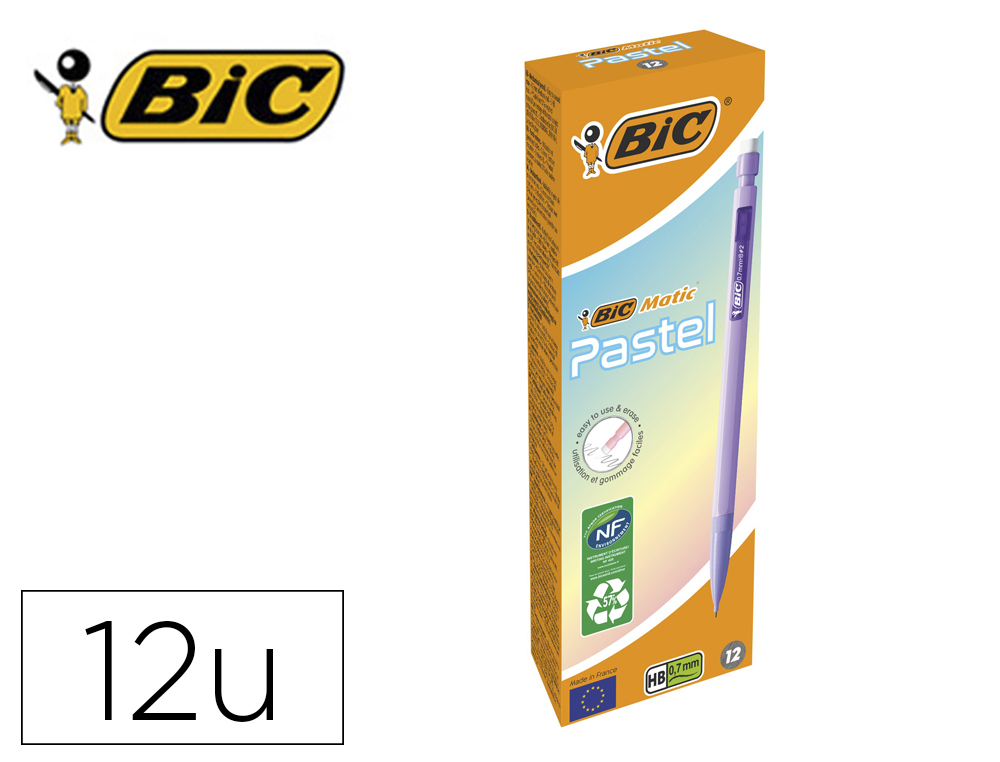 LAPISEIRA BIC MATIC PASTEL 0,7 MM CAIXA DE 12 UNIDADES CORES SORTIDAS