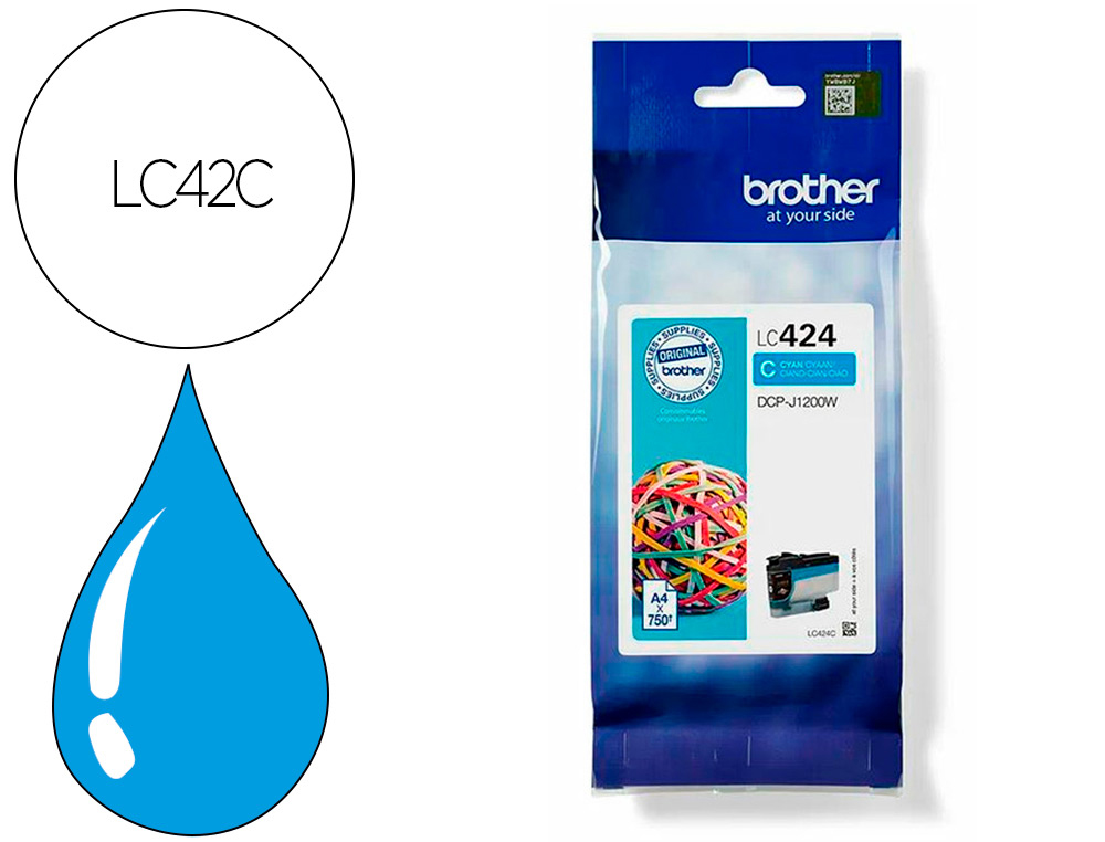 INK-JET BROTHER LC424C DCP-1200W CIAN 750 PAGINAS