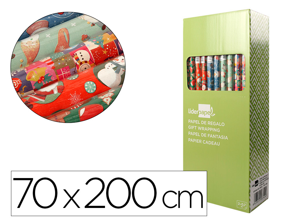 PAPEL FANTASIA LIDERPAPEL NATAL ROLO DE 70 X 200 CM SORTIDO B