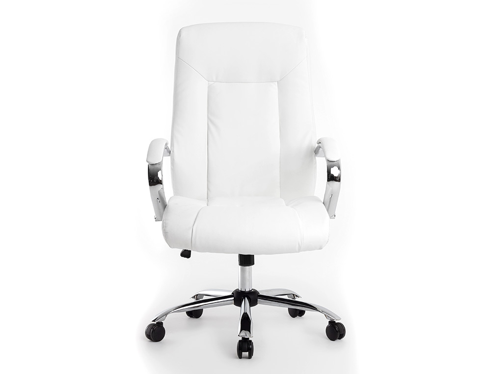 CADEIRA DE DIRECAO Q-CONNECT IMIT DE PELE BASE METAL ALT MAX 1210 MM LARG 650 MM PROF 730 MM RODAS PREMIUM COR BRANCO