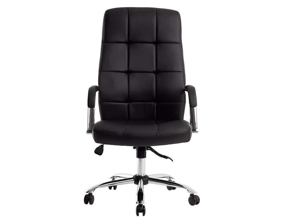 CADEIRA DE DIRECAO Q-CONNECT IMIT DE PELE BASE METAL ALT MAX 1250 MM LARG 610 MM PROF 700 MM RODAS PREMIUM COR PRETO