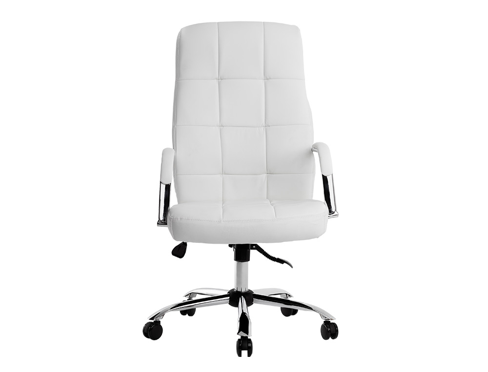 CADEIRA DE DIRECAO Q-CONNECT IMIT DE PELE BASE METAL ALT MAX 1250 MM LARG 610 MM PROF 700 MM RODAS PREMIUM COR BRANCO