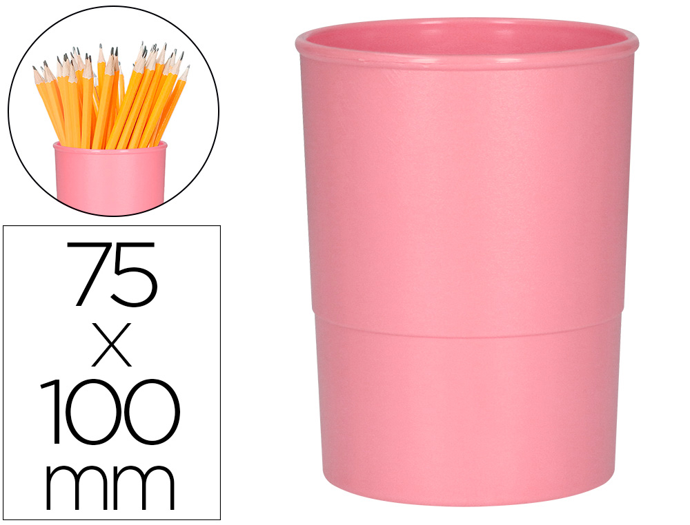 PORTA LAPIS Q-CONNECT PLASTICO DIAMETRO 75 MM ALTURA 100 MM ROSA PASTEL