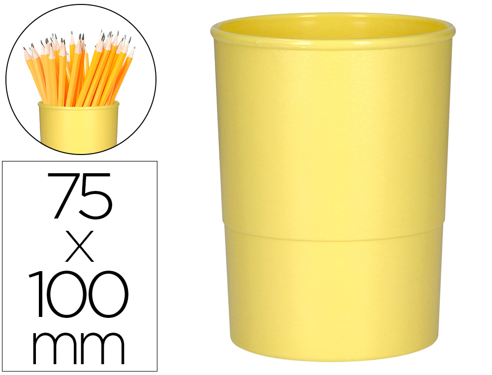PORTA LAPIS Q-CONNECT PLASTICO DIAMETRO 75 MM ALTURA 100 MM AMARELO PASTEL