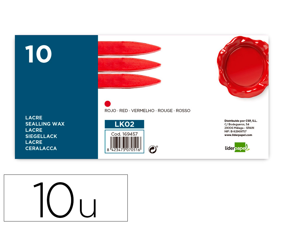 LACRE LIDERPAPEL VERMELHO CAIXA DE 10 BARRAS