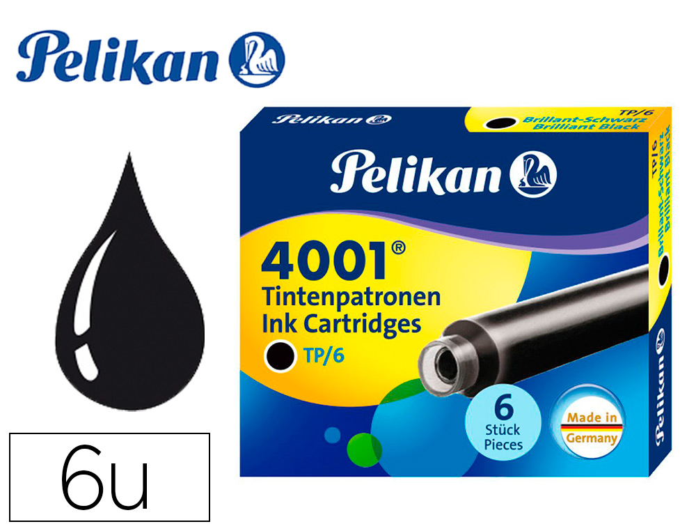 RECARGA PARA CANETA PELIKAN 4001 PRETOCAIXA 6 UNIDADES