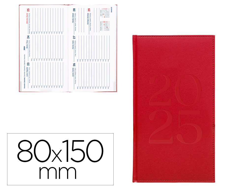 AGENDA ENCADERNADA LIDERPAPEL CRETA 8X15 2025 SEMANA VISTA COR ROSA BOUGAINVILLE PAPEL 70 GR