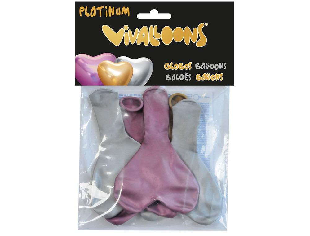 BALAO 100% LATEX BIODEGRADAVEL CORACAO PLATINUM BLISTER DE 5 UNIDADES