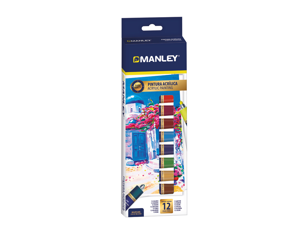 PINTURA ACRILICA MANLEY 12 ML CAIXA DE 12 UNIDADES CORES SORTIDAS