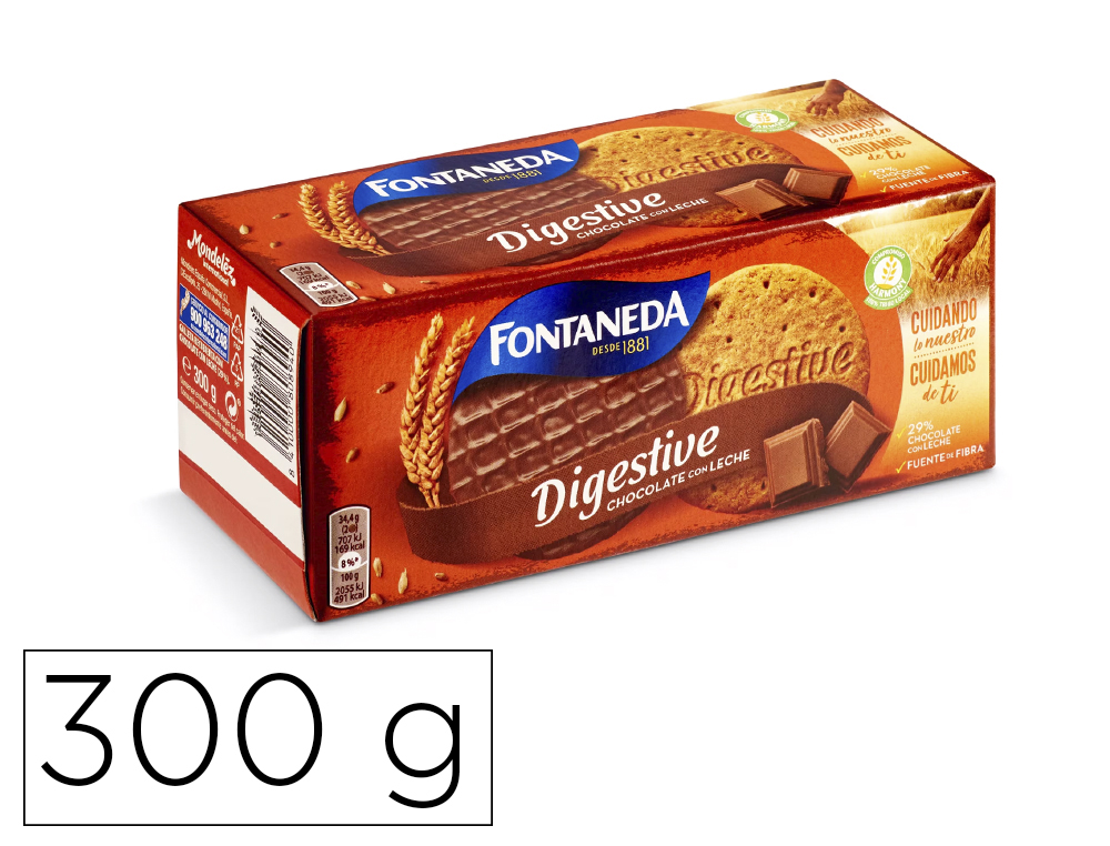 BOLACHA FONTANEDA DIGESTIVE CHOCOLATE COM LEITE FIBRA CAIXA DE 300 GR